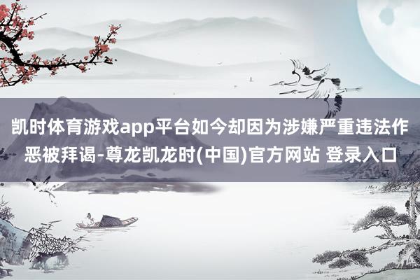 凯时体育游戏app平台如今却因为涉嫌严重违法作恶被拜谒-尊龙凯龙时(中国)官方网站 登录入口