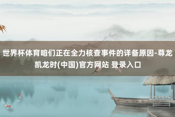 世界杯体育咱们正在全力核查事件的详备原因-尊龙凯龙时(中国)官方网站 登录入口